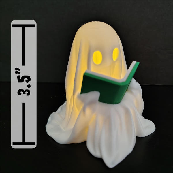Ghost Reading Book Lantern with LED Tea Light - Halloween Decor