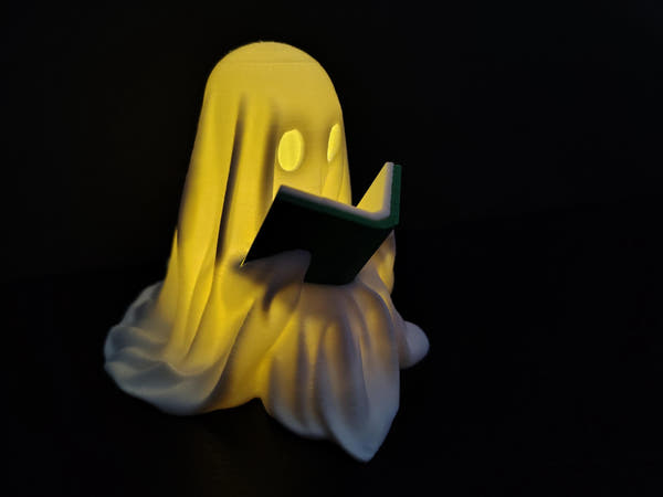 Ghost Reading Book Lantern with LED Tea Light - Halloween Decor