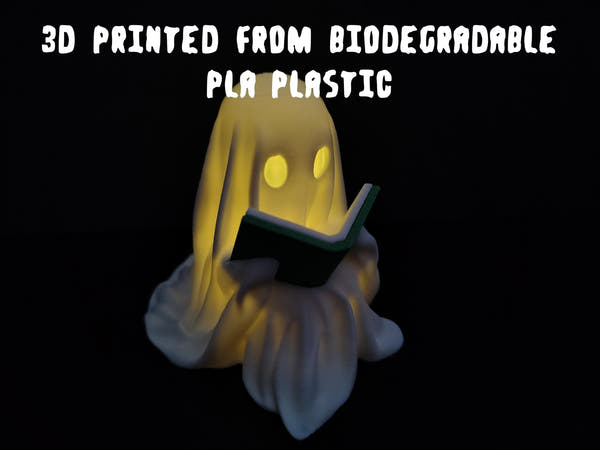 Ghost Reading Book Lantern with LED Tea Light - Halloween Decor